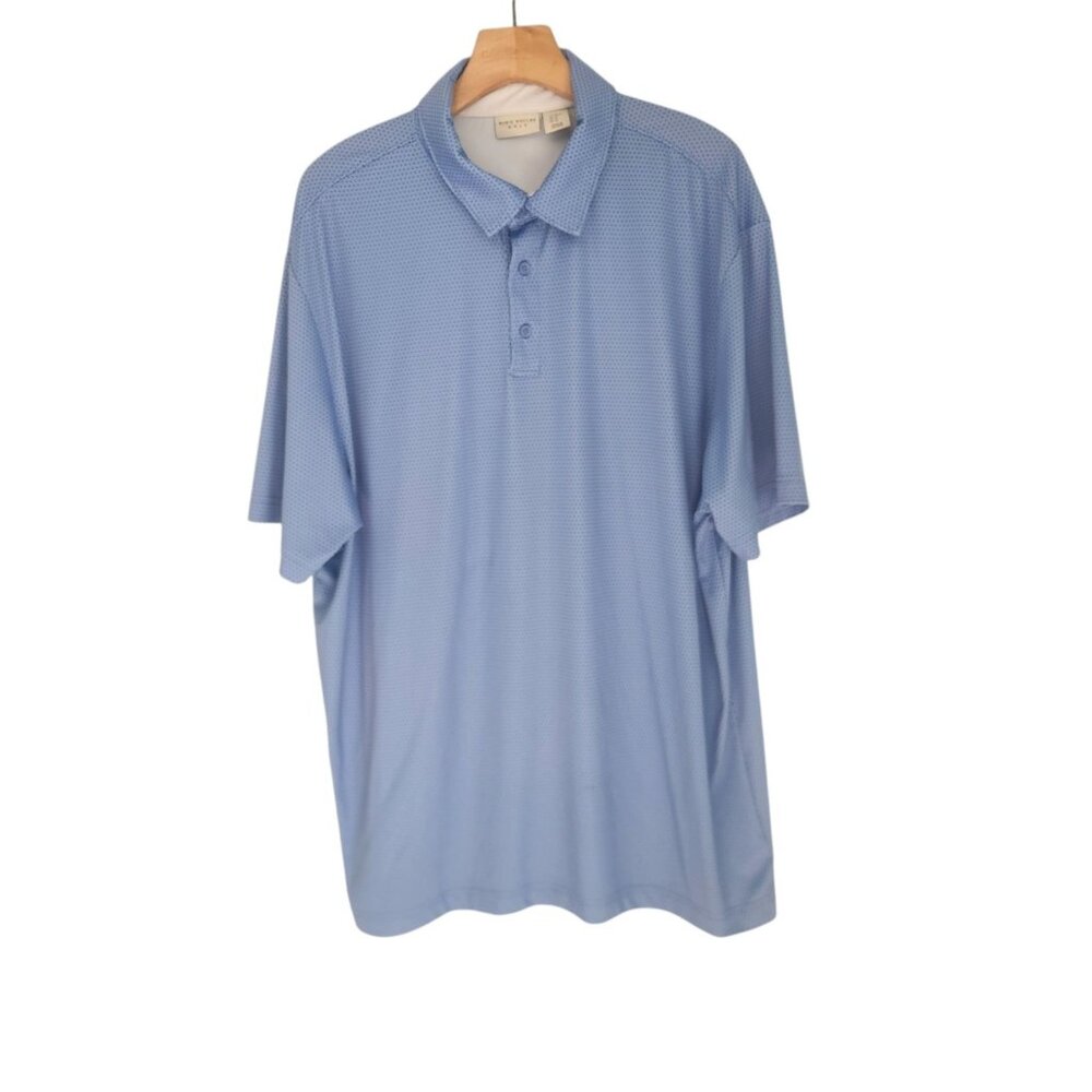 Rorie Whelan Polo‎ Shirt Golf Blue Polka Dot Performance Athletic Mens XL EUC